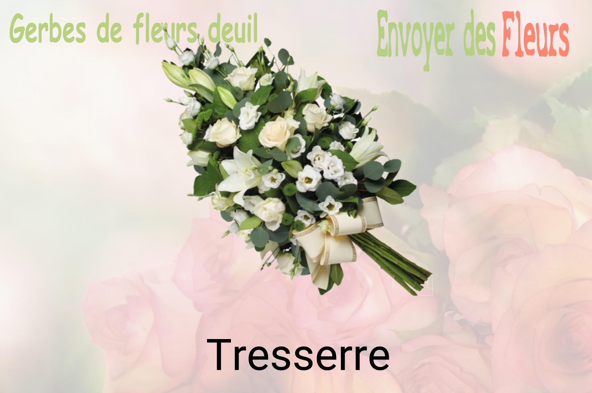 Gerbe de fleurs de deuil livrée à Tresserre